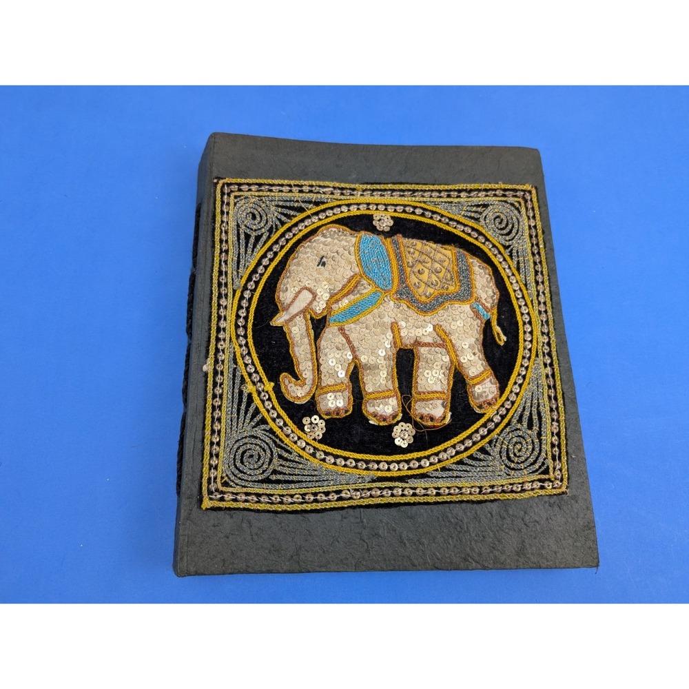 Asian Thai Indian Elephant Sequin Rhinestone Front Handmade Paper Photo Album